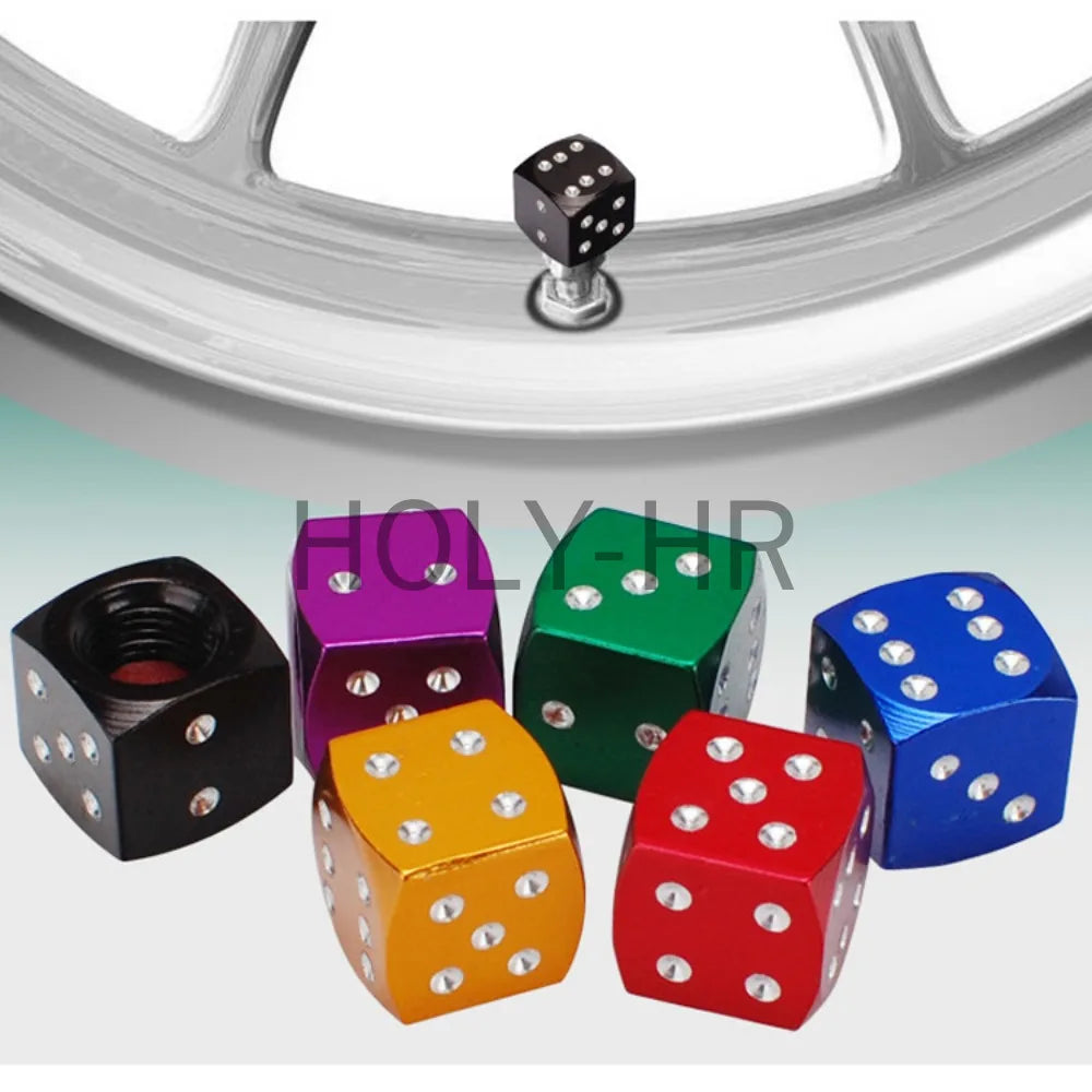 Aluminum Dice Tire Valve Caps Dustproof Car Truck Motocycle Bike Dice Wheel Stem Tyre Tire Wheel Stem Air Valve Dust Cap Cover