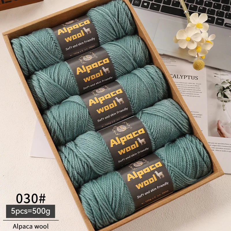 500g Alpaca Wool 245 Chunky Knitting Yarn Multi-Color Autumn and Winter Fashionable Gift for Men and Women DIY Knitting Material Kit for Warm Sweaters, Coats, Scarves, Hats, Gloves, Leg Warmers, Knee Pads Yarn Balls 5Pcs/Pack