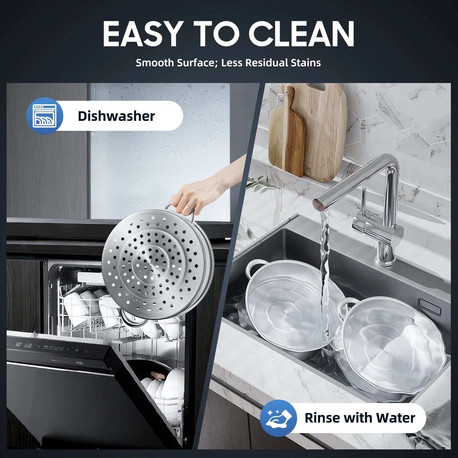 5-Layer Steamer 26cm/28cm/30cm Steam Cooker 304 Food-Grade Stainless Steel 4 Steaming Grids and 1 Cooking Pot W/ Glass Lid