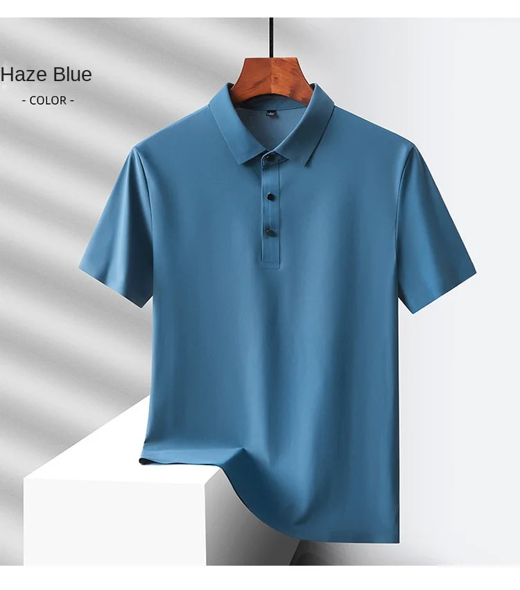 Selected popular nylon fabric, dad's summer clothing, middle-aged men's short sleeved T-shirt, summer ice silk quick drying, mid
