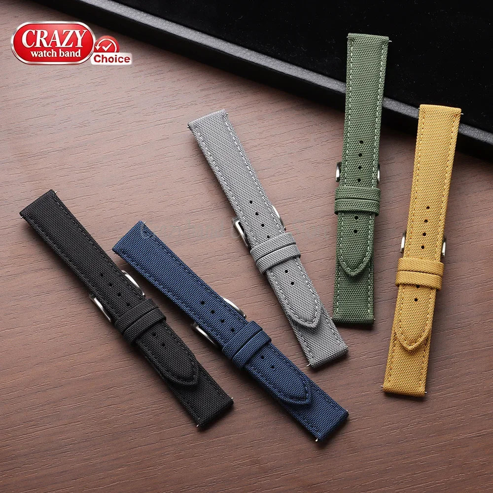 20mm 22mm Waterproof Sailcloth Watch Strap Two-Sided Nylon Watchband Quick Release Band Universal Sport Belt for Men Bracelet