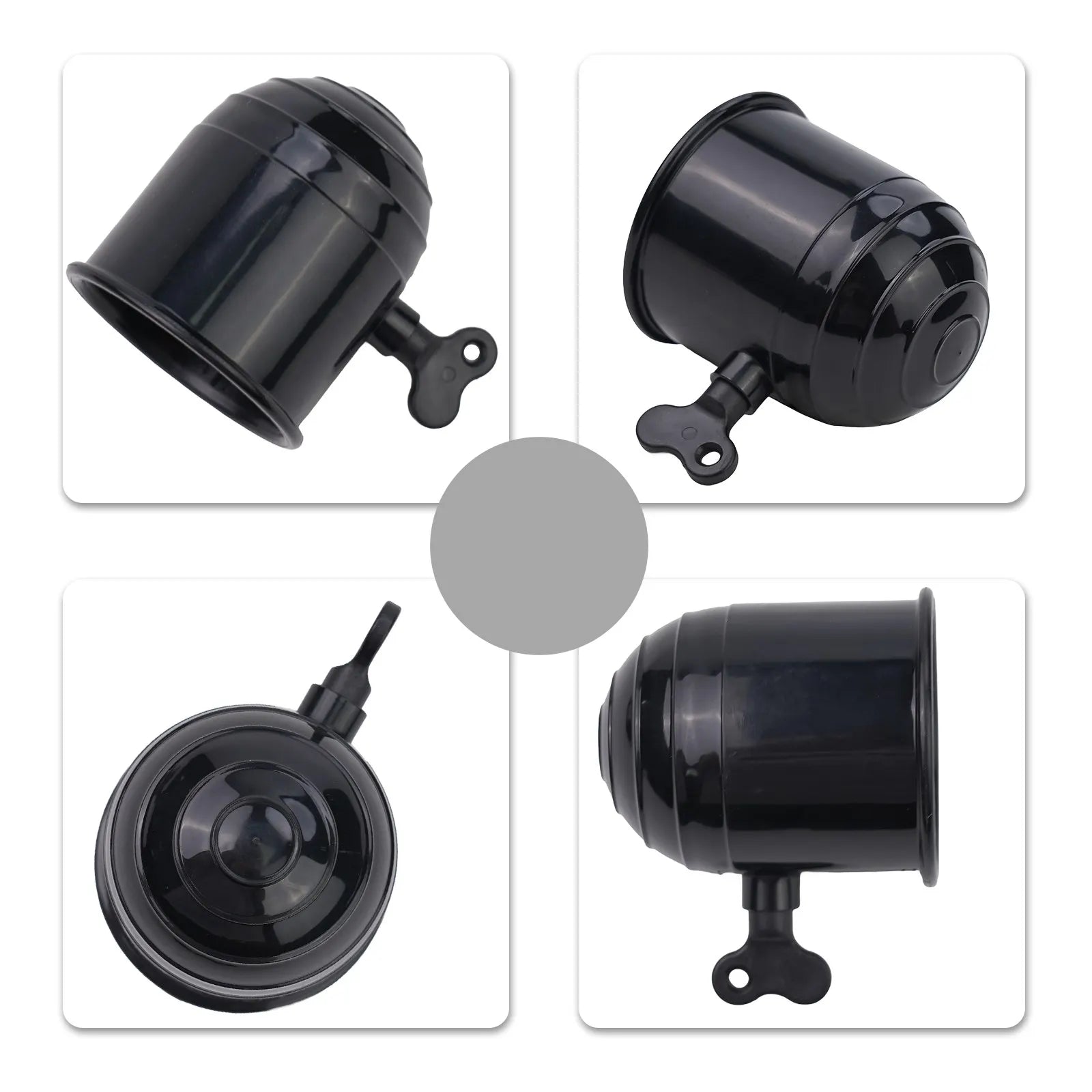 50mm Car Tow Bar Ball Cover Lockable Key Towing Hitch Trailer Protector Cap Black Silver Plastic Truck Car Prevent Loose Fall