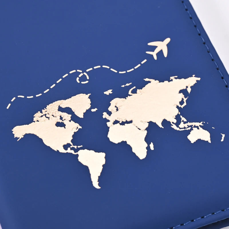 Fashion Passport Protective Cover World Pattern Travel Passport Holder Wallet Gift PU Leather Card Case Cover Unisex Storage Bag