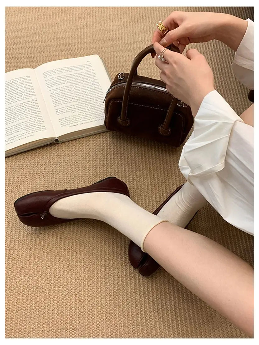 Spring Split Toe Women Ballet Flats Fashion Tabi Shoes Causal Slip On Loafer Ladies Pleated Leather Espadrilles Zapatillas Mujer