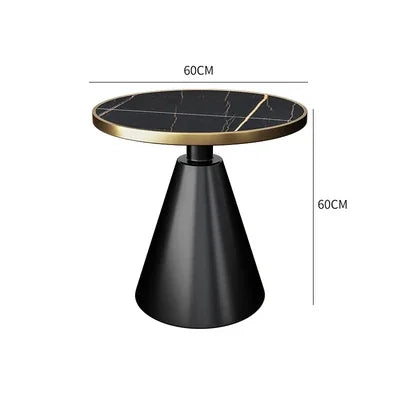 Luxury Round Side Table with Marble Top and Metal Base Modern End Table for Small Space Living Room Bedroom Hotel Use