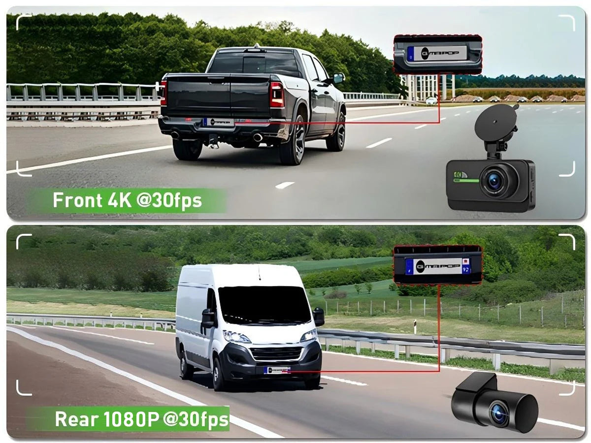 4K Dash Cam for Cars Car Camera Dash Cam WIFI Camera for Car Front and Rear Dash Camera Black Box 24H Parking Mode Recorder