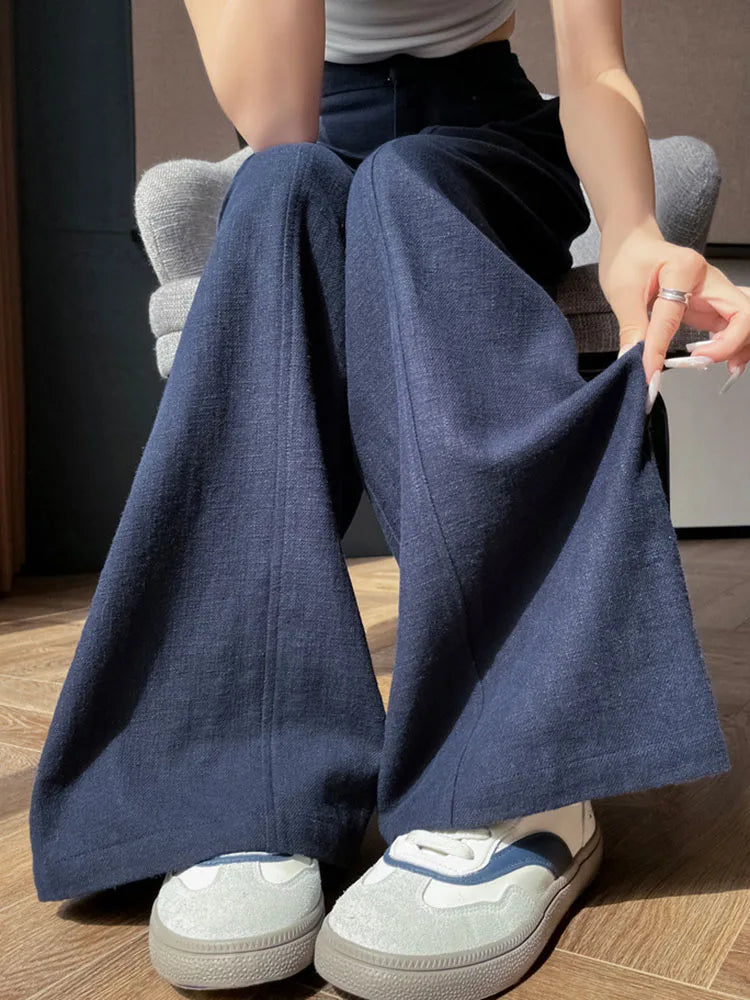 Summer White Pants For Women Cotton Formal High Waist Wide Leg Trousers Ladies Elegant Summer Women's Pants Straight Leg Office
