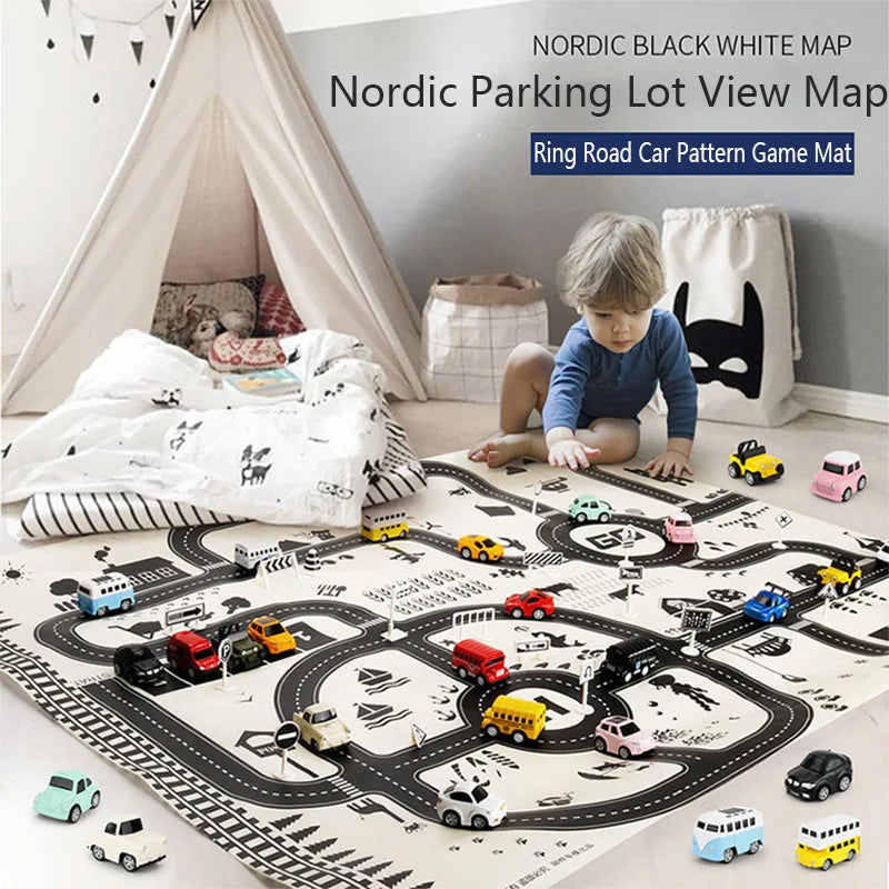 83*58cm/130*100cm Road Mat Children Traffic Car Map Educational Toy Road Plastic Carpet Playmat For Mats City Kids Toys Games