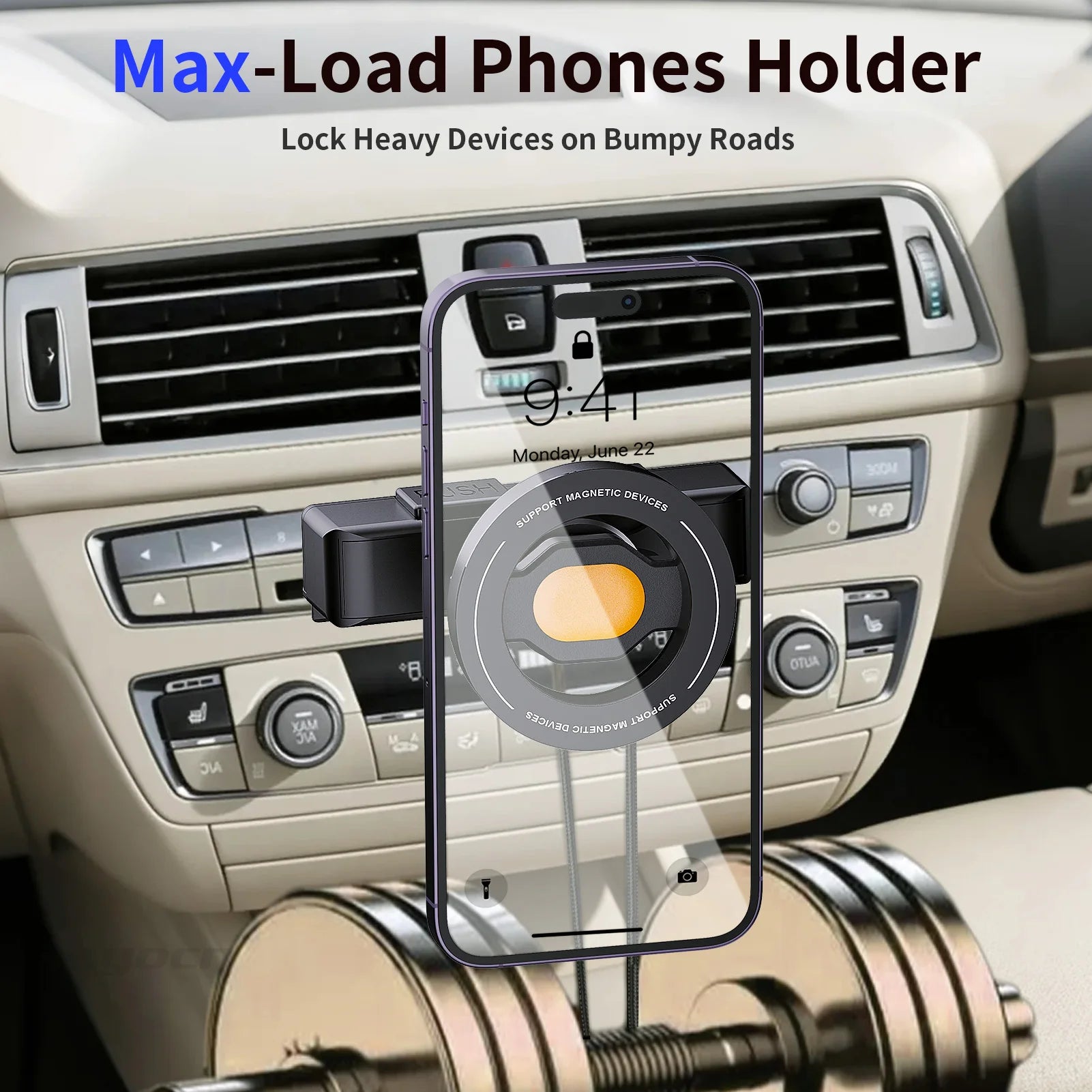 Car Mounted Magnetic Mobile Phone CD Slot Holder Smartphone Built-in 6 Powerful Magnets GPS Satellite Navigation for Iphone 16
