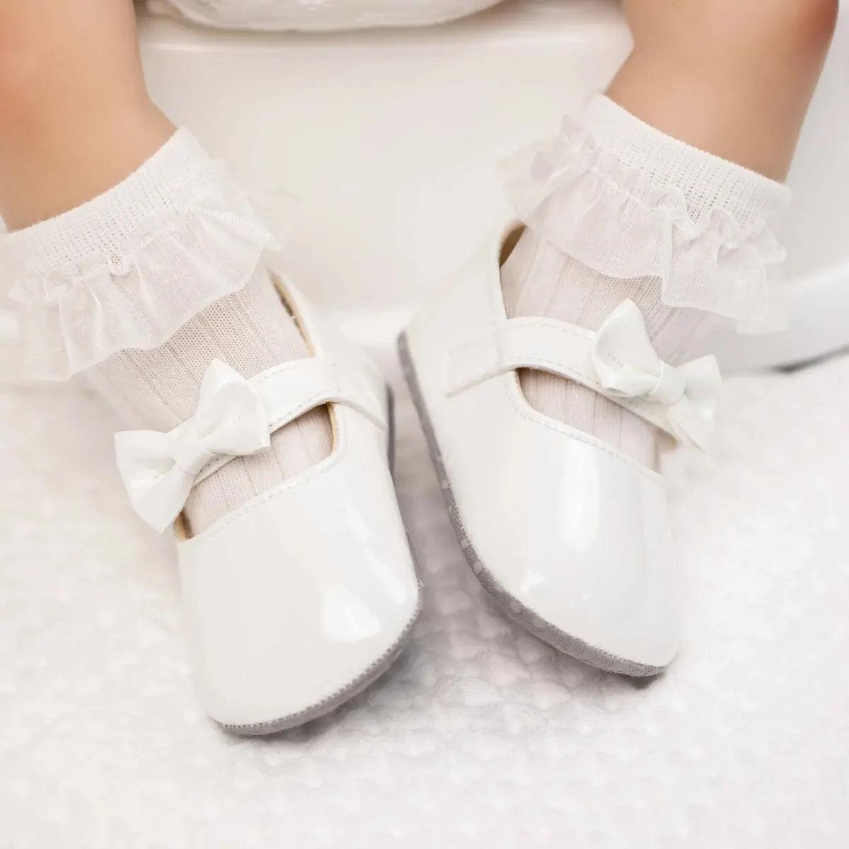 Meckior Baby Girls Shoes Bowknot Princess Dress Shoes PU Anti-slip Soft Sole Infant First Walkers Newborn Crib Baby Shoes