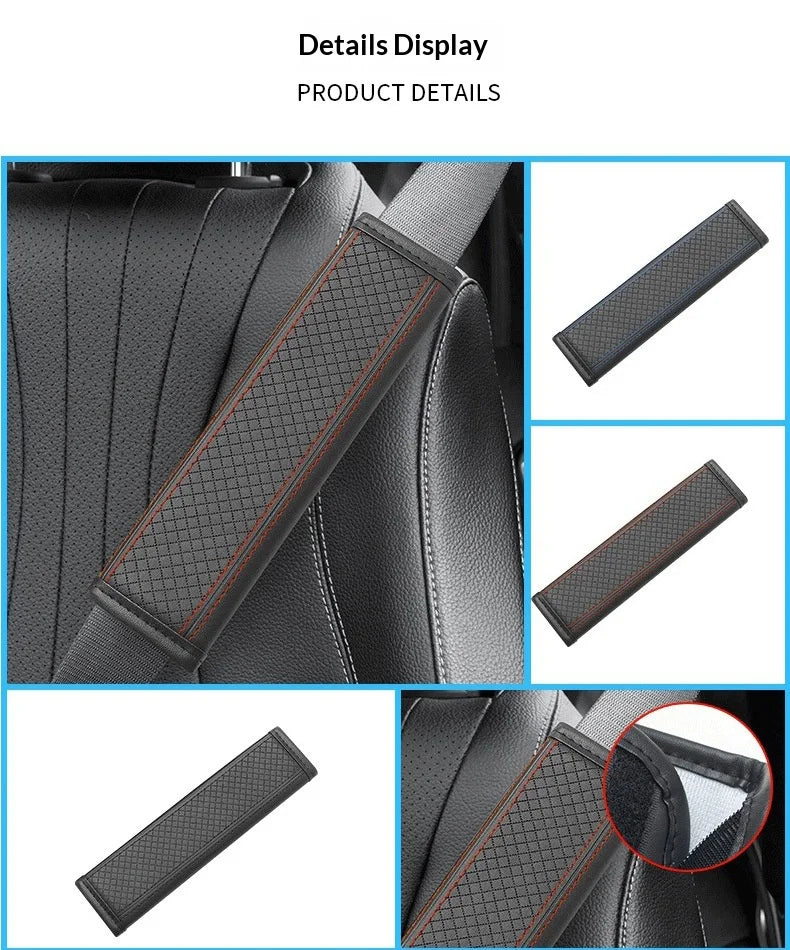 1PCS Car Seat Belt Protective Cover Anti-neck Strangling Skin-feel Leather Fine Hole Car Seat Belt Shoulder Guard Cover