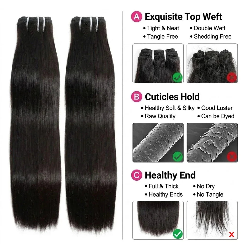 30 32 Inch Full Head Body Wave Bundles 100% Raw Human Hair Weaving Virgin Hair Extensions 1 3 4 Pcs Natural Black Color Double Weft Remy Hair Thick Full Ends Hair Bundles