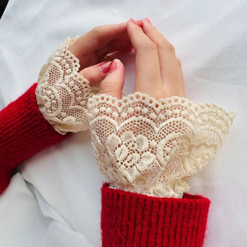 Mesh Lace Fake Sleeve Wrist Cuffs for Daily Wear Lolita Matching Dress Decor Sun Protection Sweet Styling