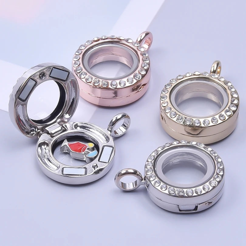 1Pc Punk Heart Round Memory Reliquary Photo Medaillon Pendant Glass Geometric Cremation Ashes Floating Locket кулон Jewelry