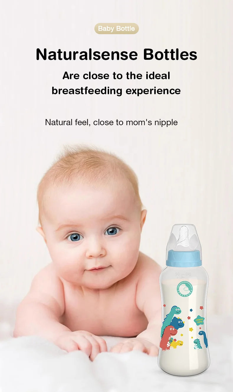 MAMIJOY 0-6 years Baby Bottle 150/240ML Milk Bottle Silicone Pacifier BPA Free Newborn PP Baby Bottles