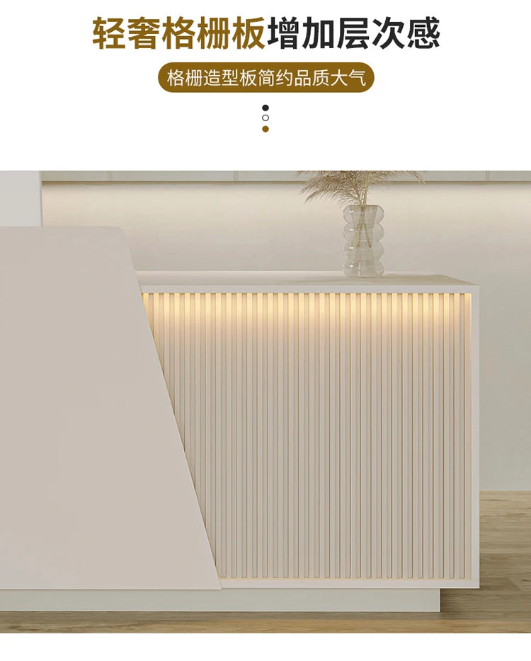 Customized Professional Reception Counter Simple Design Style Reception Desk Creative Storage Theke Empfang Office Furniture