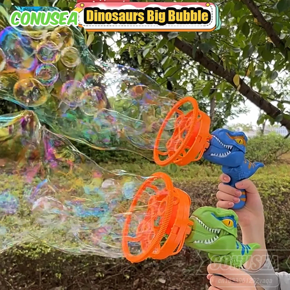 2 In 1 Large Bubbles Dinosaur Soap Bubble Electric Gun Toy Children's Outdoor Party Interactive Games for Kids Boys Girls Kids