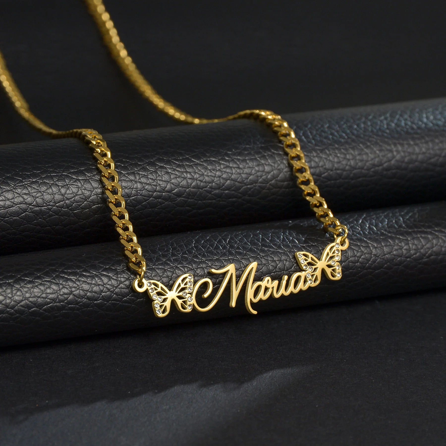 Atoztide Custom Name Necklaces Personalized Stainless Steel 4mm NK Cuban Thick Chain Pendant Letter for Women Jewelry Gift 