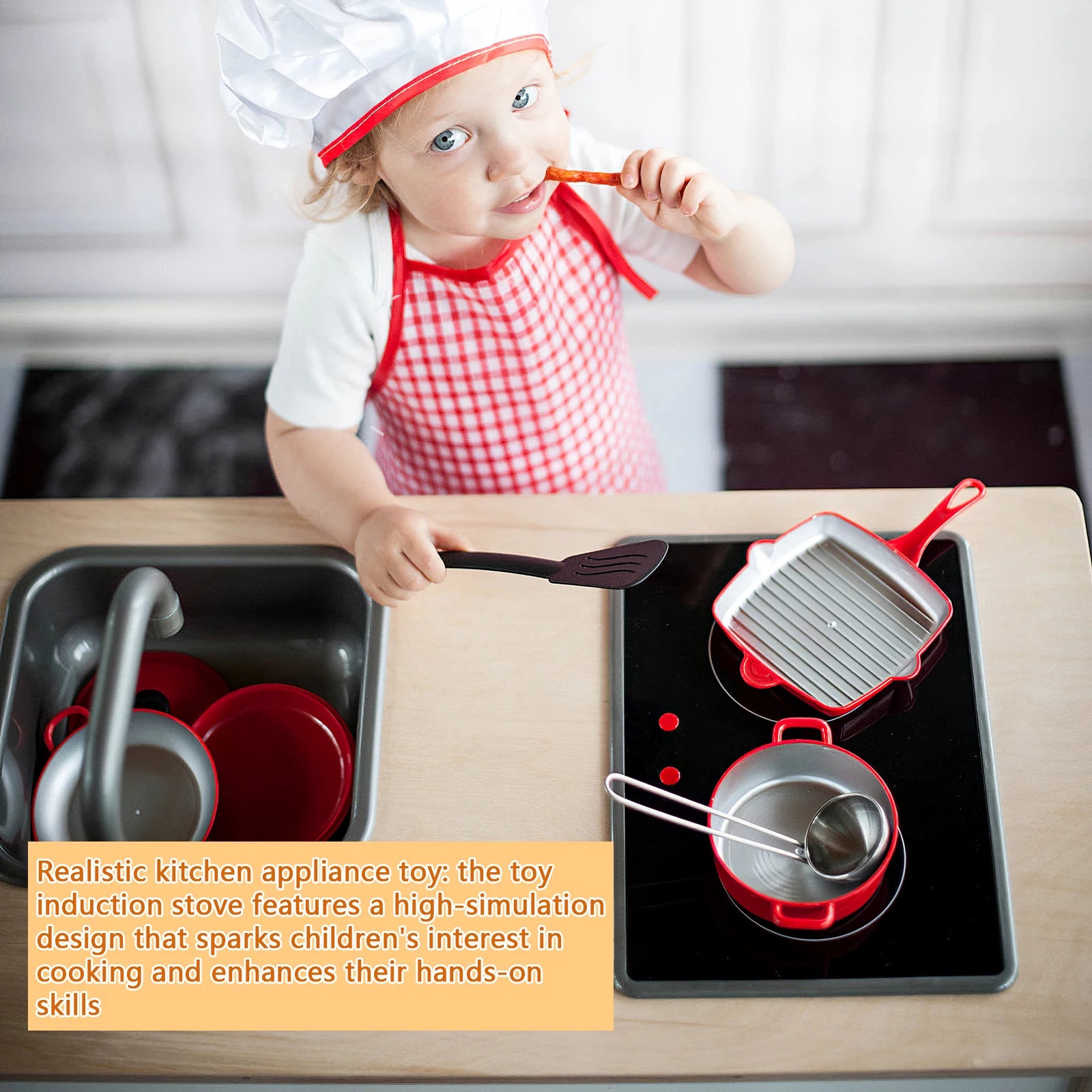 Kids Play Kitchen Appliance Realistic Induction Stove With Sound & Light Pretend Play Kitchen Toy For Toddler Operated Models