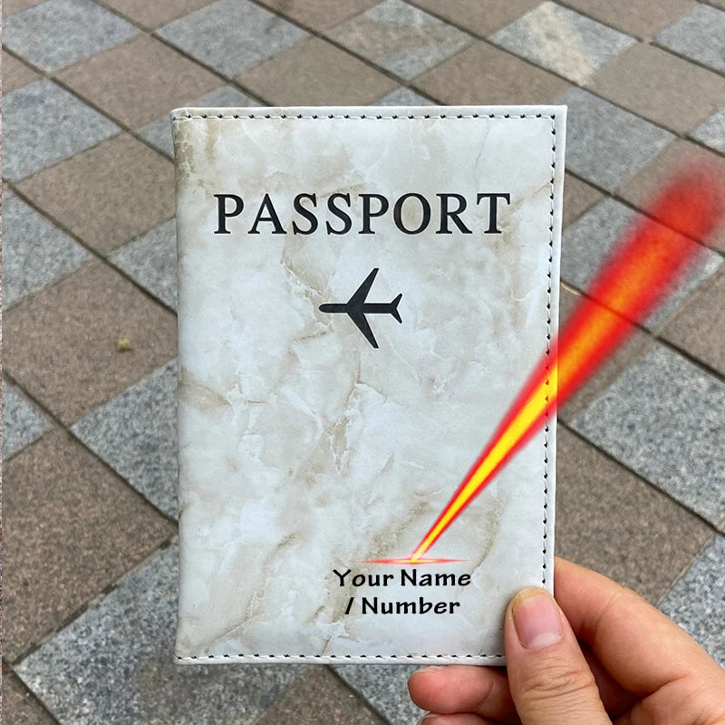 Laser Engraving Customize Name Passport Holder Travel Wallet Marble Patten Case for Passports Passport Cover With Personal Names