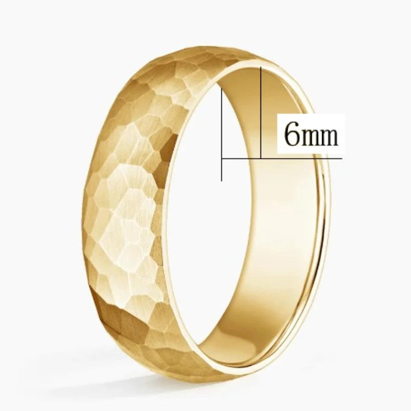 Black Brushed Stainless Steel Couple Ring Fashion Hammered Multi-faceted Titanium Rings for Men Women Wedding Engagement Jewelry