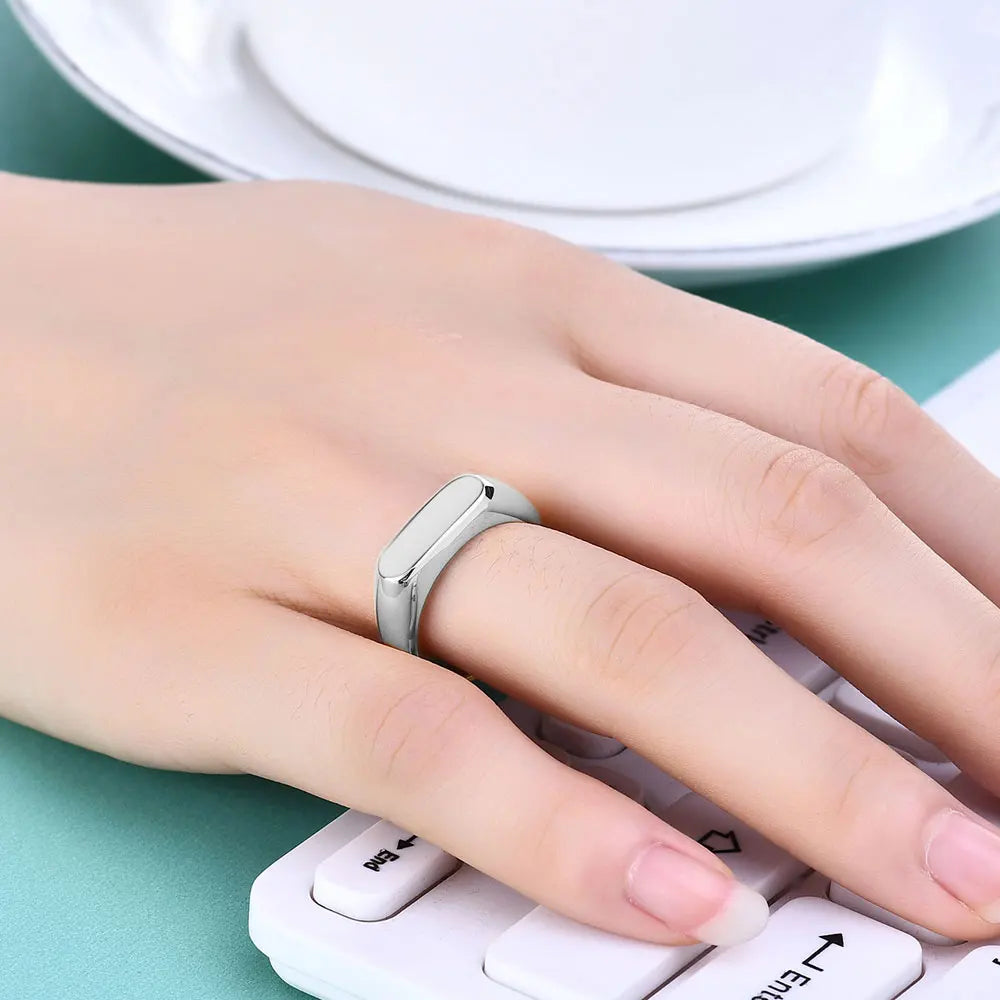 Gothic INS Signet Rings for Men Punk Black Oil Pinky Ring Gold Color Tone Stainless Steel Chunky Boys Teens Fraternal Jewelry