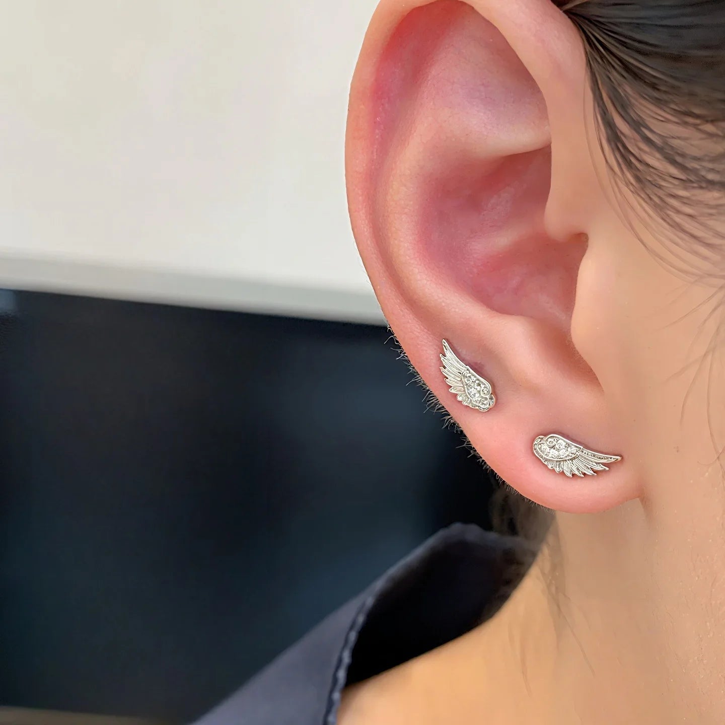 A Pair Vintage Couples Creative Angel Wings Stud Earrings Women Punk Studs Birthday Jewelry Gift