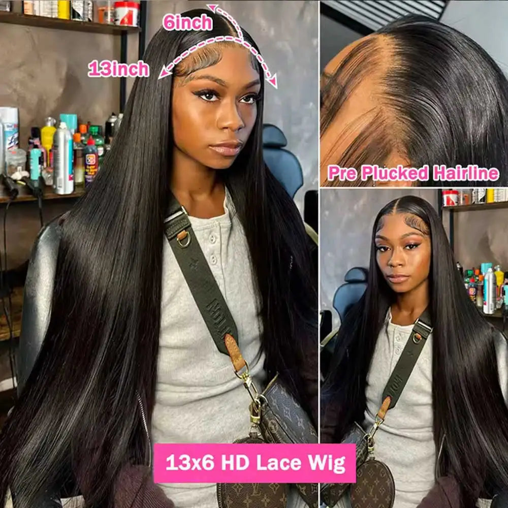 40 42 Inch Straight Human Hair Wigs 13x4 13x6 HD Lace Frontal Wigs For Women Glueless Bone Straight Lace Front Human Hair Wigs