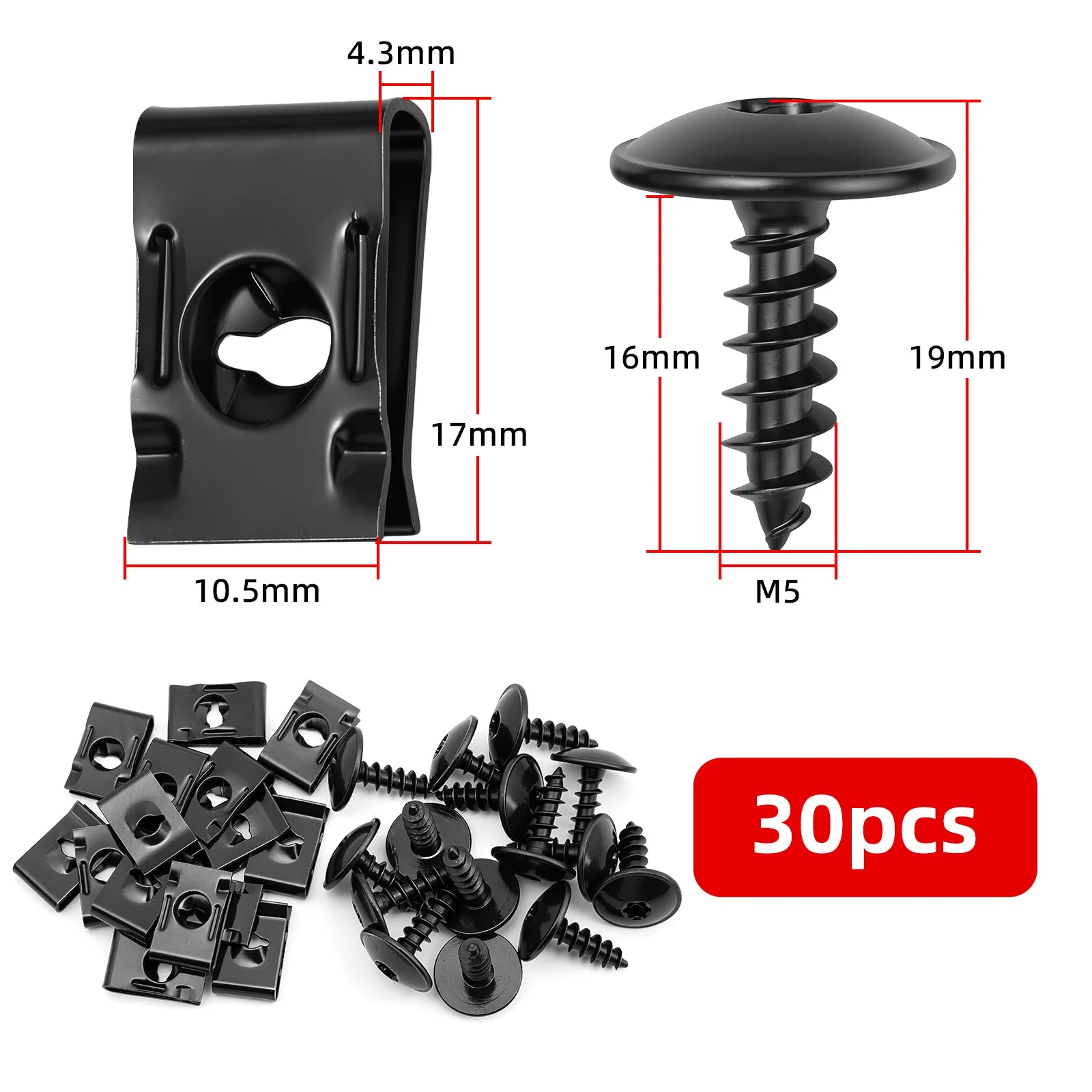 40pcs/30pcs Wall Panel Fixed Screws Self Tapping Car Engine Clamps Bolt Bumper Arch Mud Flaps Splash Guards Undertray Trim