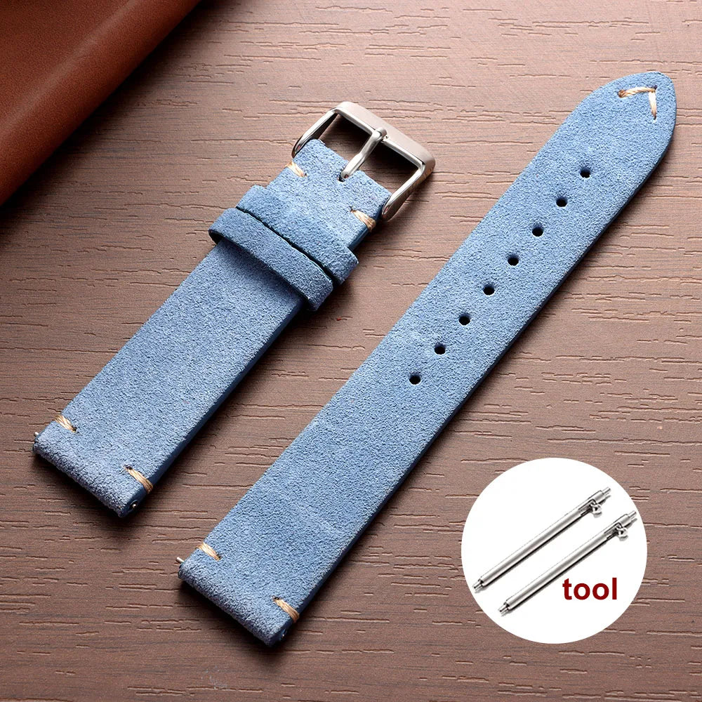 Wristband Soft Suede Leather Straps 14/16/18/20/22mm Vintage Red Watchband Quick Release Calfskin Bracelet Men Women Accessories
