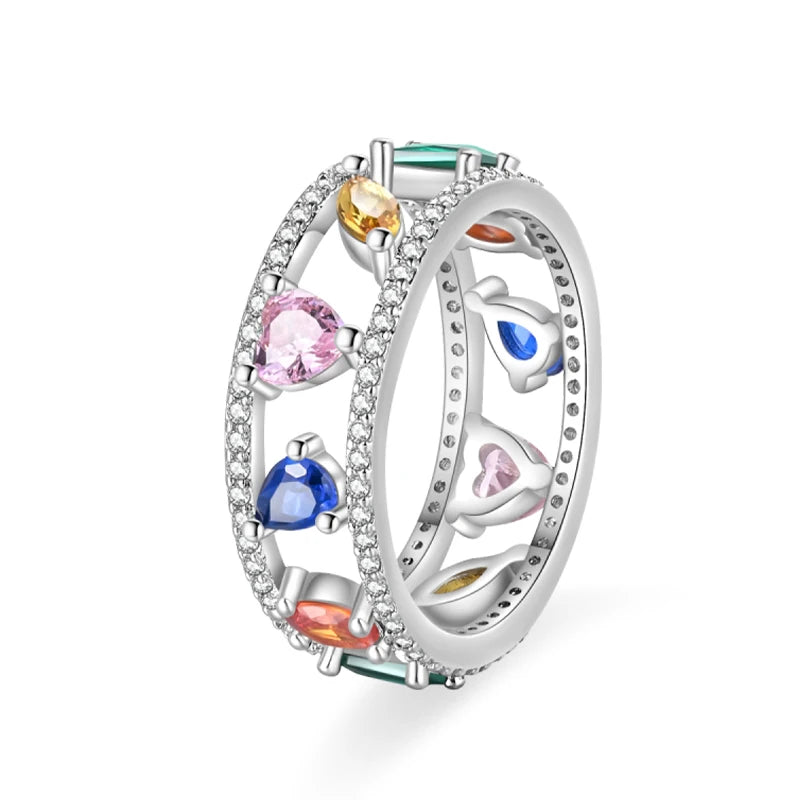 Rings For Women 925 Silver Size 6-9 Ocean Flower Sun Butterfly Heart Hollow Ring Fit For Engagement Weddings Fine Jewelry Gifts