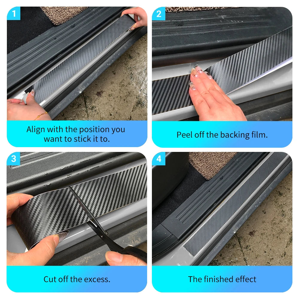 3D Carbon Fiber Car Sticker Paste Protector Glossy Black Vinyl Wrap Film Car Wrap Sheet Film Waterproof Protection Accessories