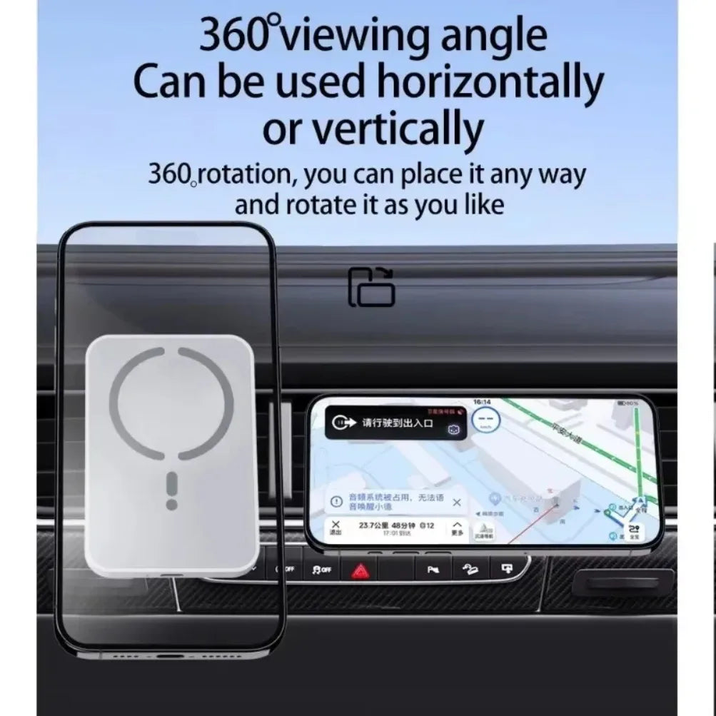 Car Air Vent Magnetic GPS Phone Holder Stand Wireless Charger For Magsafe iPhone 17 16 15 14 13 12 Pro Max Cell Fast Charging