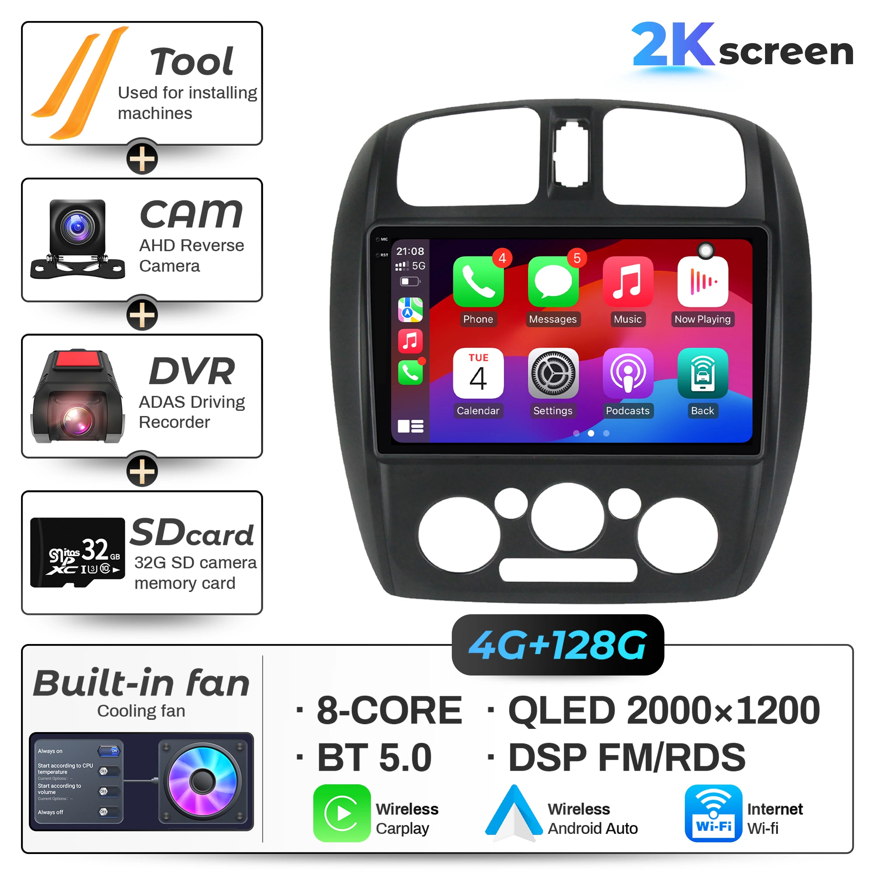 9 inch For Mazda 323 BJ 2000-2003 Car Radio Android 16  Multimedia Navigation Head Unit BT Carplay 2K QLED Screen
