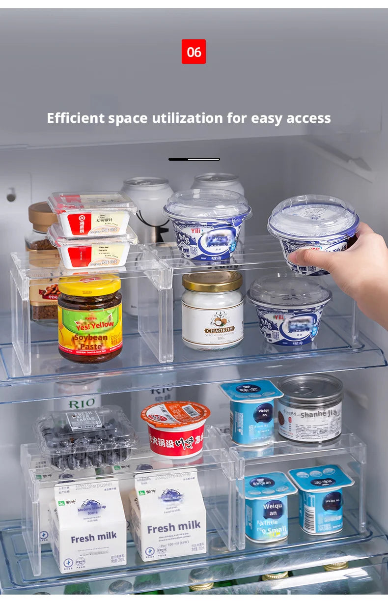 [Kitchen Storage] Clear Expandable Cabinet Organizer, Spice & Dish Divider, Multi-Scene Use For Kitchen & Bathroom