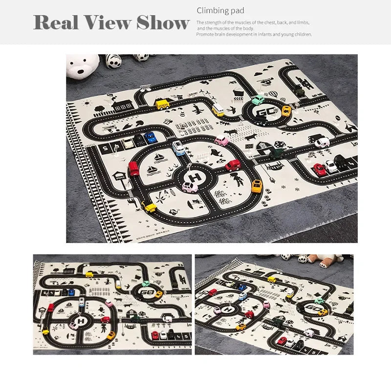 83*58cm/130*100cm Road Mat Children Traffic Car Map Educational Toy Road Plastic Carpet Playmat For Mats City Kids Toys Games