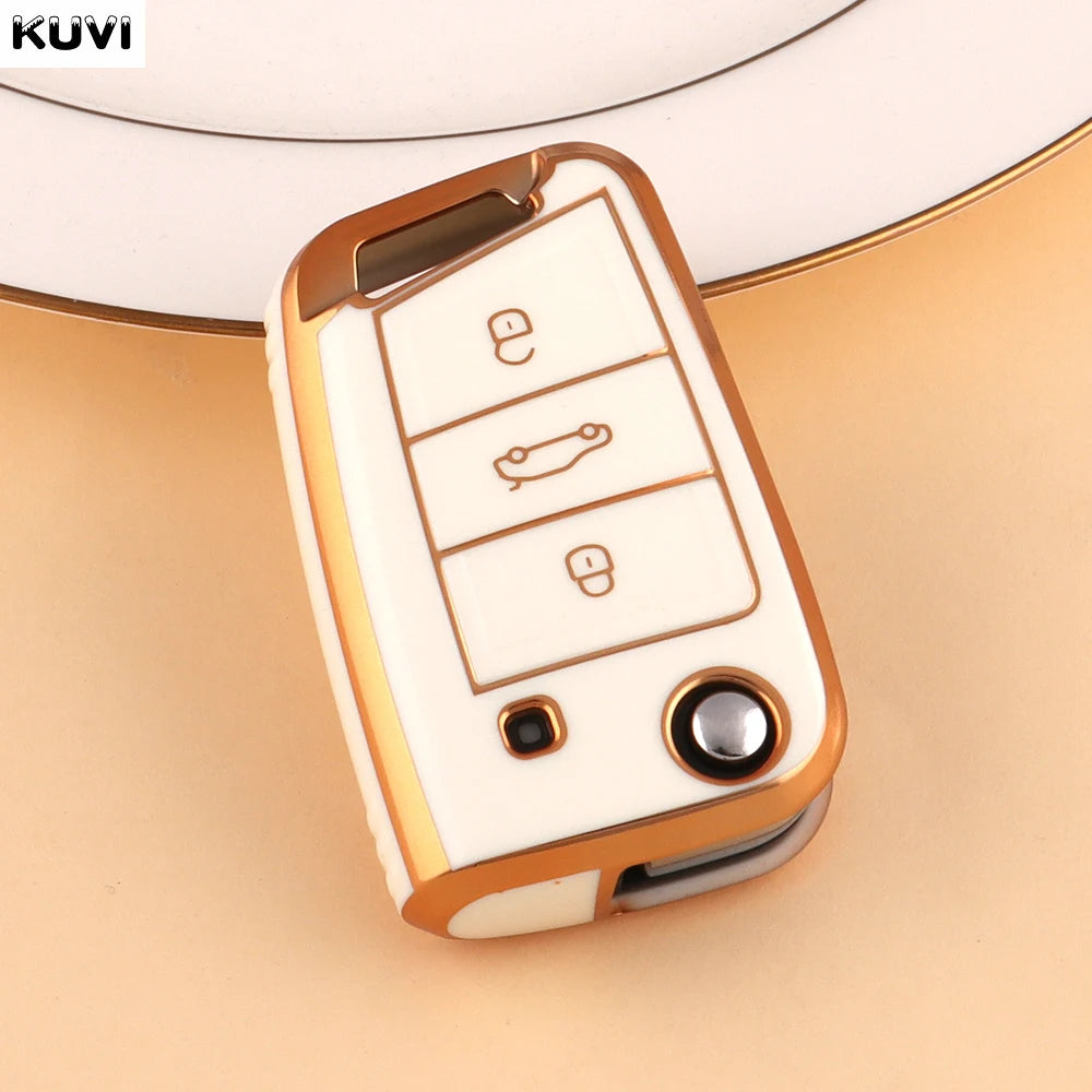 3 4 Buttons Car Key Case Cover Fob For VW Volkswagen Golf 7 MK7 Tiguan MK2 For SEAT Ateca Leon FR 2 Ibiza For Skoda Octavia A7