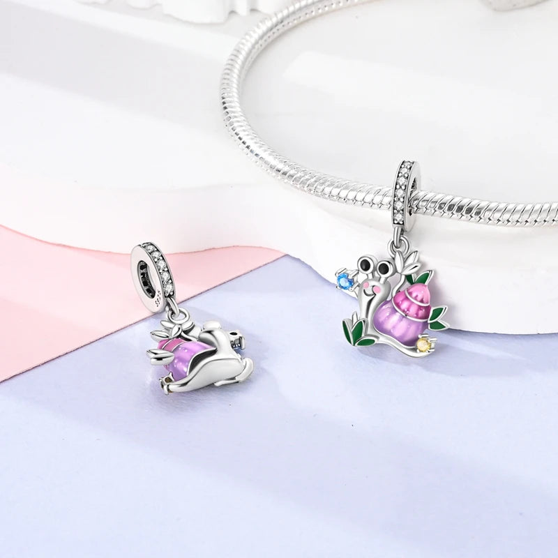MULA Pink 925 Sterling Silver Charms Pendant Perfume Dreamcatcher Heart Love Beaded Fit Original Bracelet Women DIY Jewelry Gift