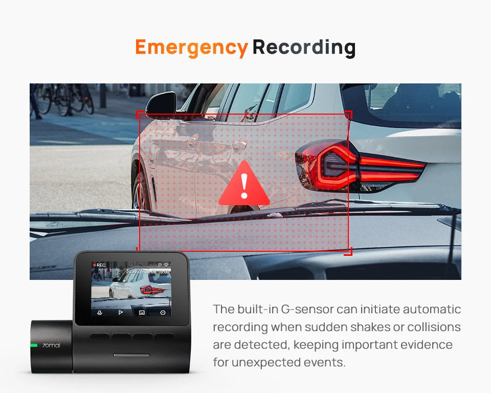 Global 70mai Dash Cam A200 Dual-channel Record 1080P HDR 2'' IPS Screen 24H Parking Monitor Car DVR 70mai A200 WIFI APP 130° FOV