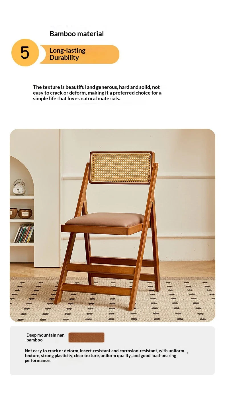 Foldable Wooden Bar Stool High Counter Stool Rattan Back Modern Minimalist Kitchen Island Breakfast Bar Dining Room Furniture