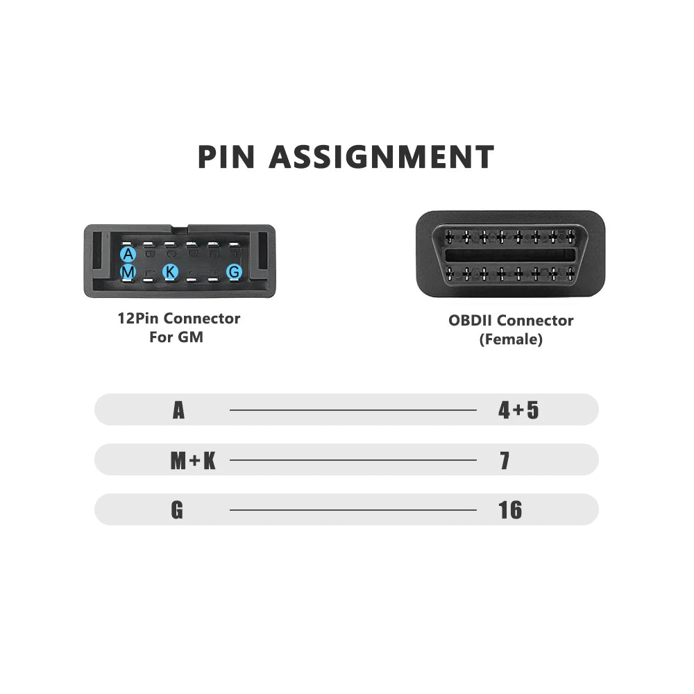 For GM 12Pin OBD2 To 16 Pin OBD 2 Extension Cable High Quality ELM327 Connector Adapter Car Diagnostic Scanner Auto Tool For G-M