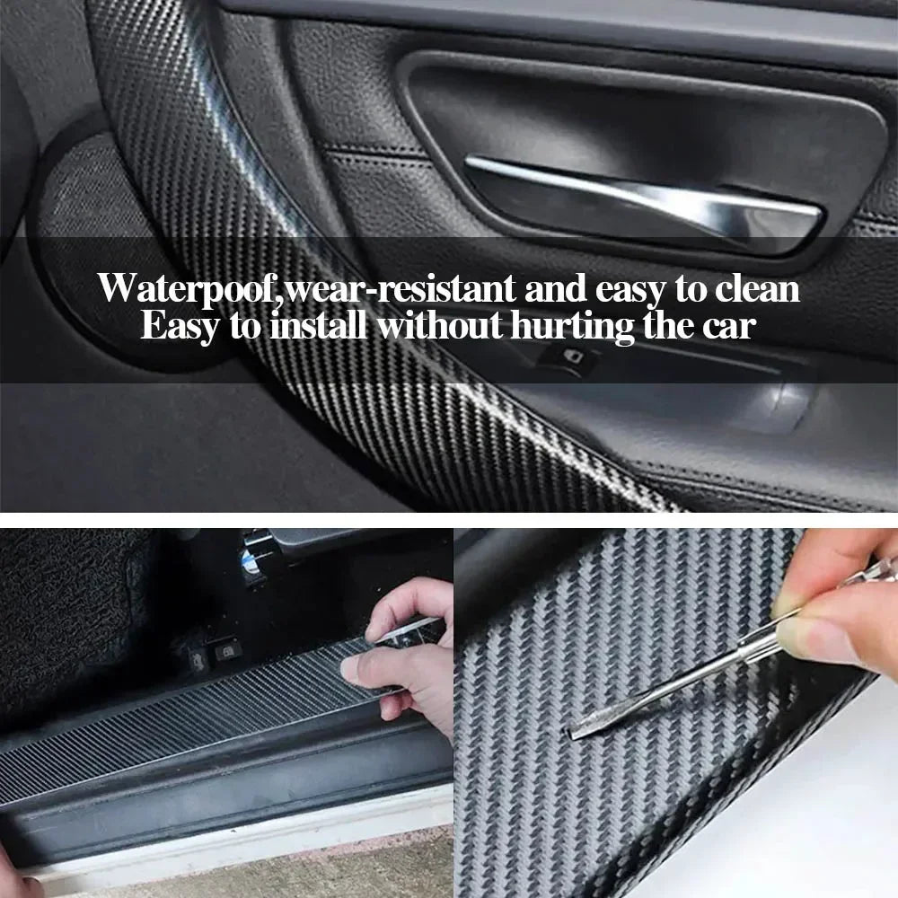 3D Carbon Fiber Car Sticker Paste Protector Glossy Black Vinyl Wrap Film Car Wrap Sheet Film Waterproof Protection Accessories