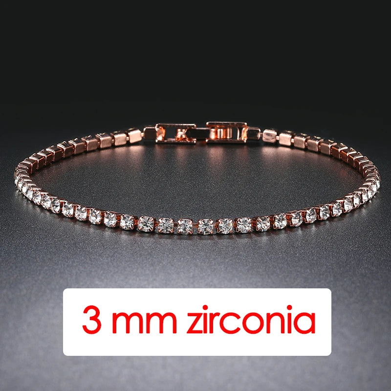 Hip Hop Iced Out 3/4/5mm Crystal Tennis Bracelet for Men Homme Punk Zirconia Women's Chain on Hand Streetwear Trendy Jewelry