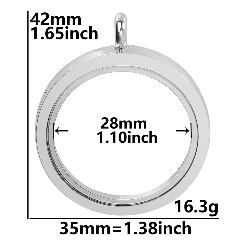 1Pc Punk Heart Round Memory Reliquary Photo Medaillon Pendant Glass Geometric Cremation Ashes Floating Locket кулон Jewelry