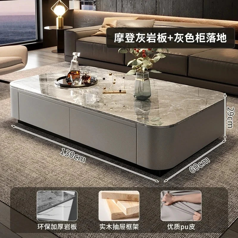 Luxury Marble Effect Coffee Tables Modern Design Square Storage Coffee Tables Minimalist Aesthetic Stolik Kawowy Home Furniture