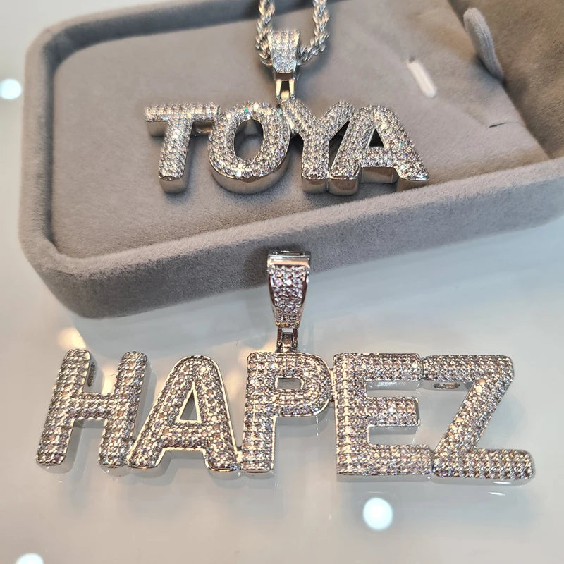 Custom Name Necklaces Personalized Word Pendants Bubble Hip Hop Jewelry Drop Shipping Factory Directly