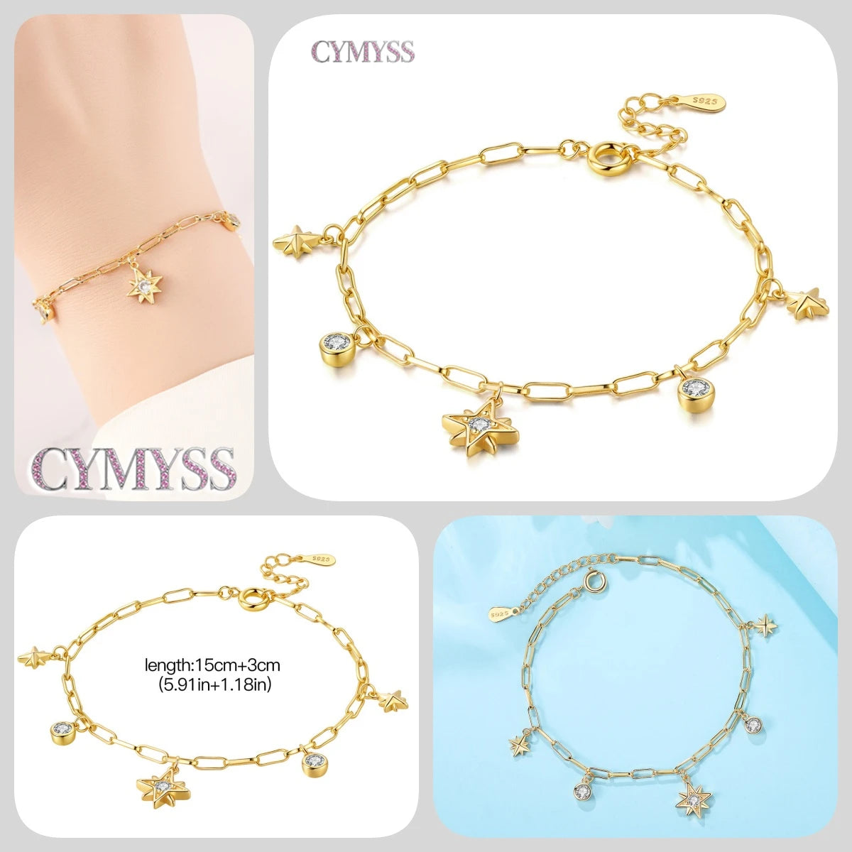 Original 925 Sterling Silver Zirconia Tennis Chain Bracelet for Women Adjustable Gold Color Hot Sale Ideal Birthday Party Gifts