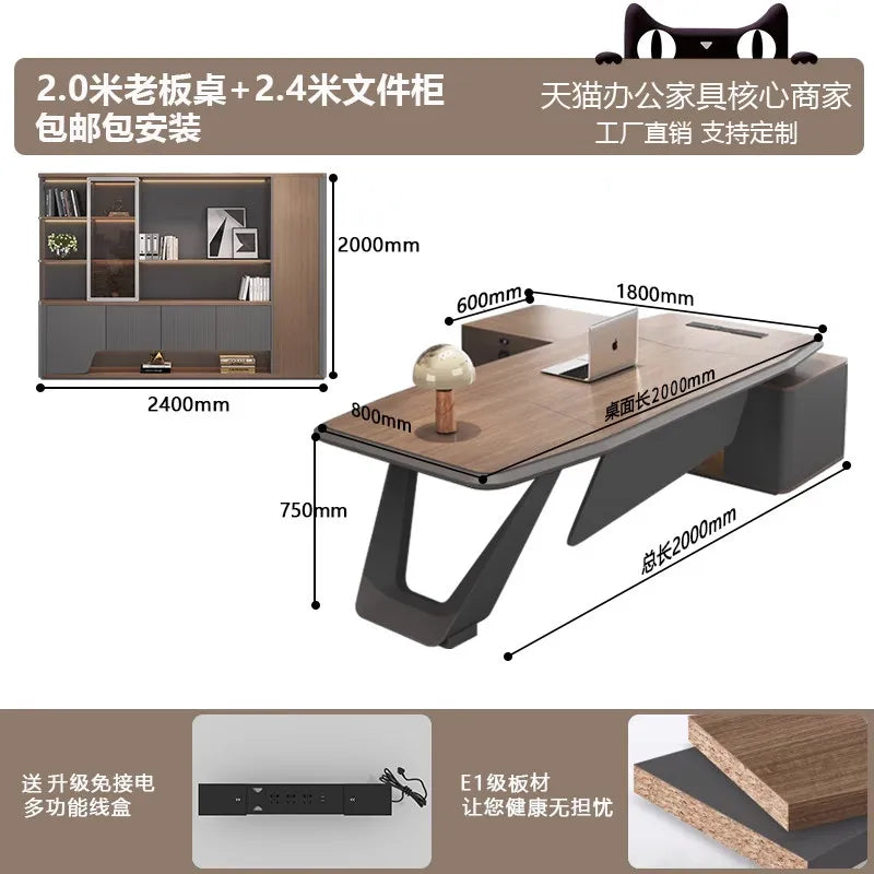 European Modern Office Desk Wooden Computer Gaming Decoration Drawer Office Desk Luxury Storage Meuble Bureau Home Furniture
