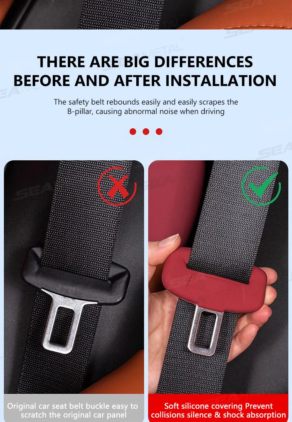 BLALION 2Pcs Seat Belt Buckle Cover Anti-Scratch Rubber Car Seat Buckle Protector Clip Protection Cover Universal for SUV Sedan
