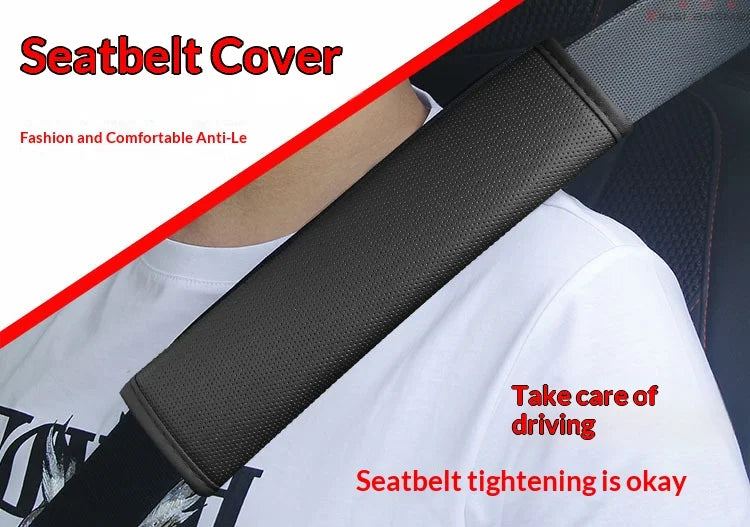 1PCS Car Seat Belt Protective Cover Anti-neck Strangling Skin-feel Leather Fine Hole Car Seat Belt Shoulder Guard Cover